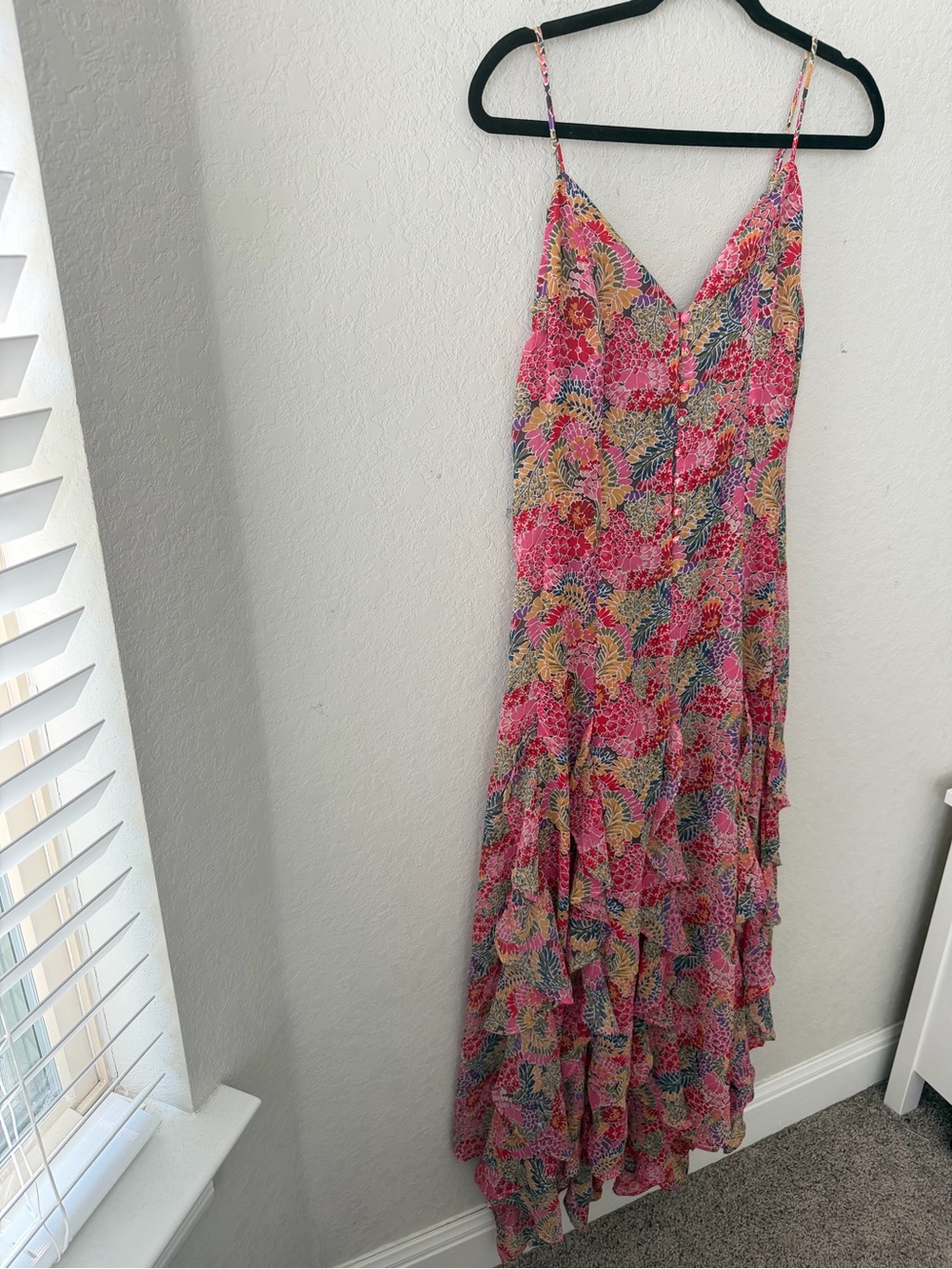 12th Tribe Floral colorful Ruffle Maxi Dress Size Small - Picture 4 of 7